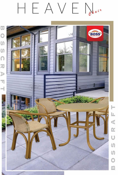 Boss Heaven UPVC Craft Outdoor Chairs Table Set