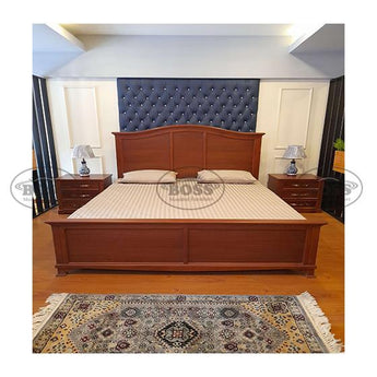 Solid Mohagni Wood Double Size Bed Set with 2 Side Tables and Dressing