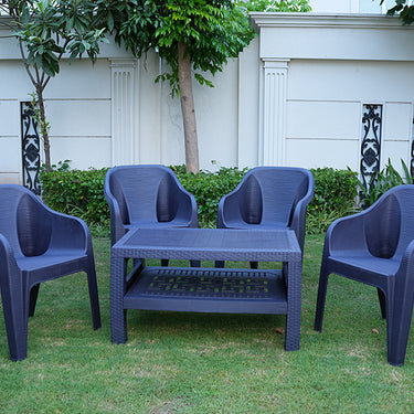 Maharaja Chair Set with BP-370 Double Shelf Rattan Table