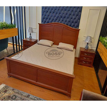 Solid Mohagni Wood Double Size Bed Set with 2 Side Tables and Dressing