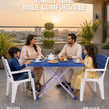 Sarena Double Color Chair (BG-674) with BP-214-s Steel Plastic Folding Table