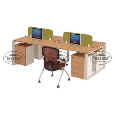 4 Persons Linear Workstation with Lockable Drawers for Each