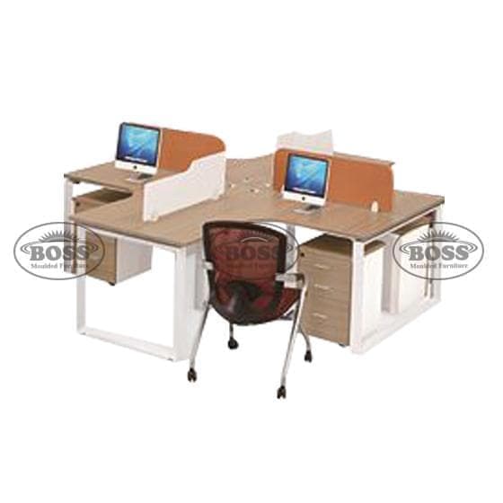 4 Persons Grid Workstation with Lockable Drawers for Each
