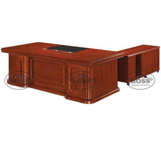 MDF Wood Veneer Table with Mobile Side Rack and Drawers – Simple