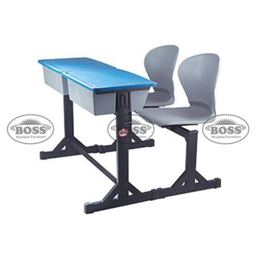 Boss B-498-B-482 2-Seater Study Desk with Plastic Top and 2 Chairs – Without Cushion