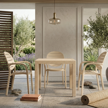 Splendid Patti Chair Set (BG-675) with BP-338 Galvin Plastiuc Table with Square Legs