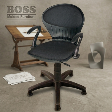 Boss B-15-HSAC Peacock Shell Revolving Chair with Arms & Cushion and Hydrolic Jack With Stopper