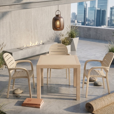 Splendid Patti Chair Set (BG-675) with BP-338 Galvin Plastiuc Table with Square Legs