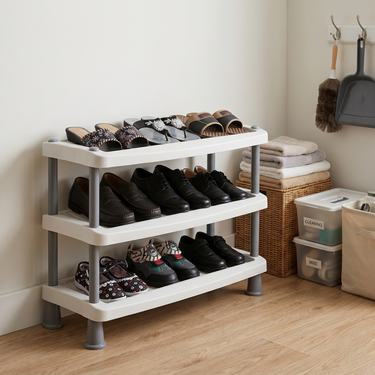 Boss B-609-O Full Plastic 3 Shelves Shoes Rack Open