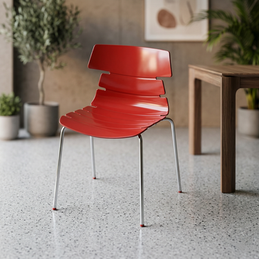 Boss BP-320 Phata Shell Chair with Silver Legs – Wood Cut Style