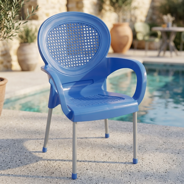 Boss BP-678 Steel Plastic Carmen Rattan Chair With Arms