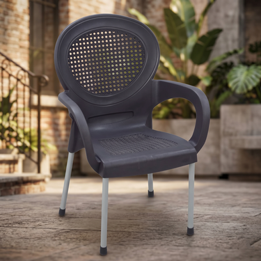 Boss BP-678 Steel Plastic Carmen Rattan Chair With Arms