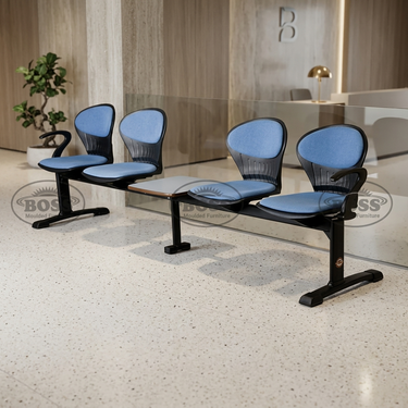 Boss B-257-HACT Pecock Visitor Sofa 4-Seater Double Channel with Arms & Cushion
