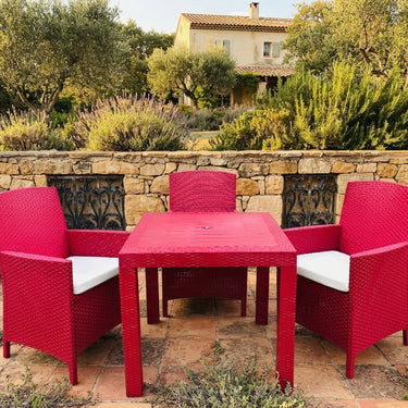 Boss Garnet Rattan Single Seater Plastic Sofa with  BP-338 Dining Table