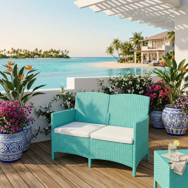 Boss BP-377-C Garnet Rattan Double Seater Sofa with Cushions