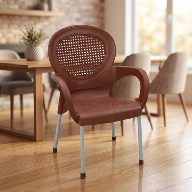 Boss BP-678 Steel Plastic Carmen Rattan Chair With Arms