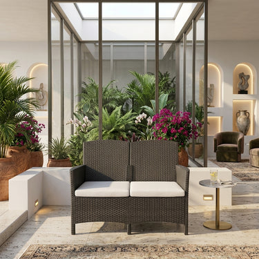 Boss BP-377-C Garnet Rattan Double Seater Sofa with Cushions