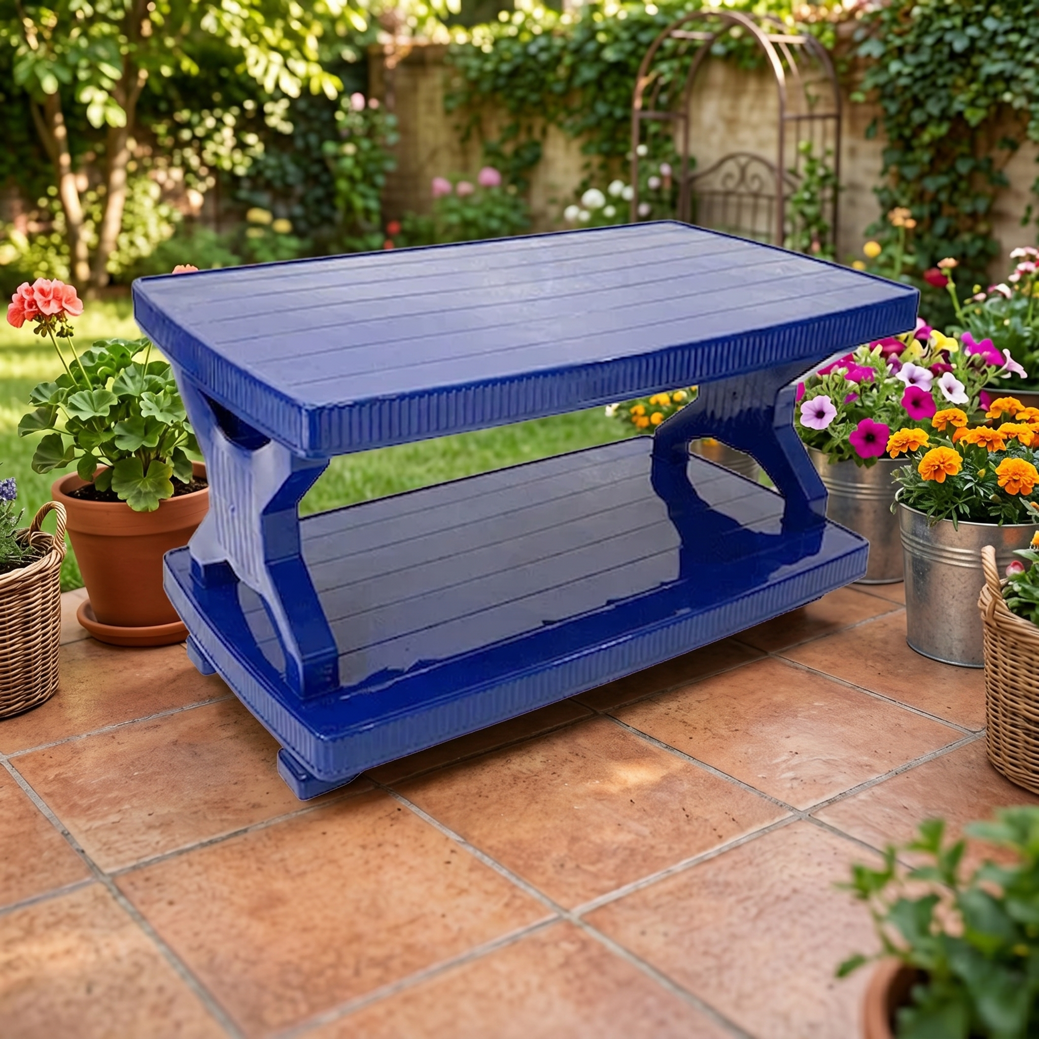 Double Chelf Table Boss BP-334 Vista Rattan Pure Plastic Double Shelf Table (Small ...