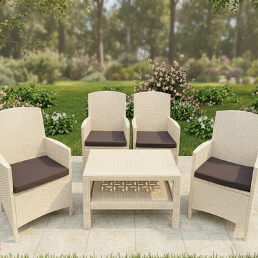 Boss Garnet Rattan Single Seater Plastic Sofa with  Cushions