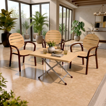 Splendid Patti Chair Set (BG-675) with BP-214-s Steel Plastic Folding Table
