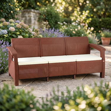 Boss BP-375 Newly Designed Rattan Allegra 3 Seater Sofa with Printed Cushions