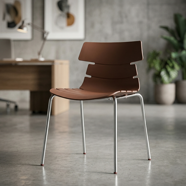 Boss BP-320 Phata Shell Chair with Silver Legs – Wood Cut Style