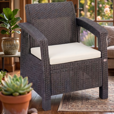 Boss BP-372 Newly Designed Rattan Allegra Single Seater Sofa with Printed Cushions