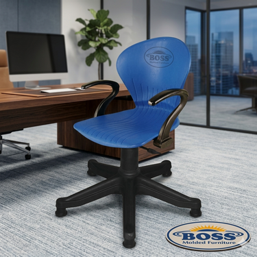 Boss B-15-HSA Peacock Shell Revolving Chair with Arms Hydraulic Jack & Stopper