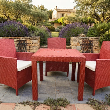 Boss Garnet Rattan Single Seater Plastic Sofa with  BP-338 Dining Table