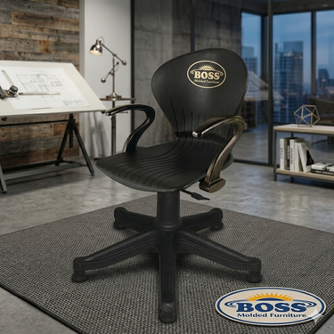 Boss B-15-HSA Peacock Shell Revolving Chair with Arms Hydraulic Jack & Stopper