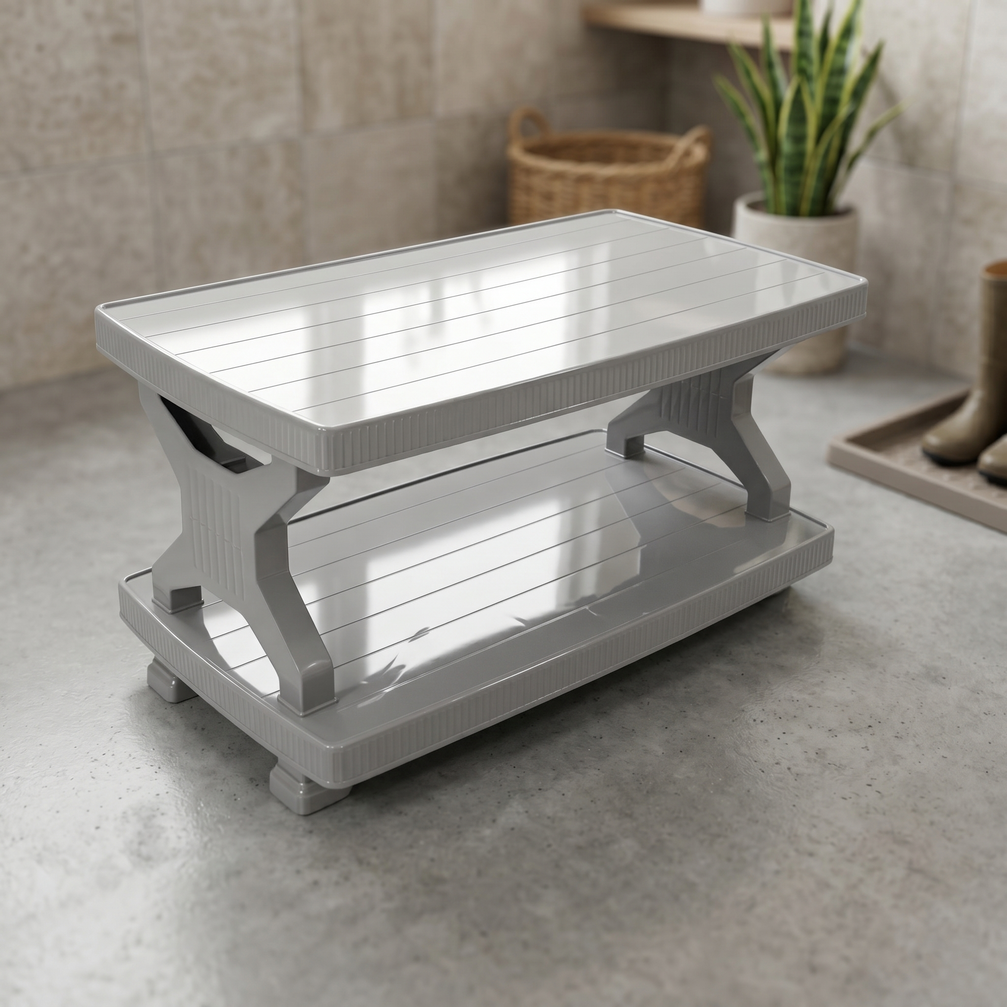 Double Chelf Table Boss BP-334 Vista Rattan Pure Plastic Double Shelf Table (Small ...
