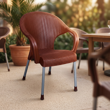 Boss BP-663 Steel Plastic Princess Rattan Chair With Arms