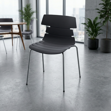 Boss BP-320 Phata Shell Chair with Silver Legs – Wood Cut Style