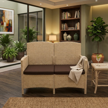 Boss BP-377-C Garnet Rattan Double Seater Sofa with Cushions
