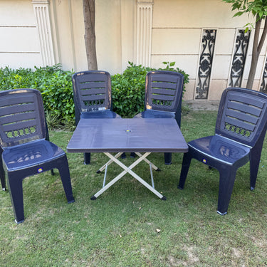 Opal Armless Plastic Chair Set with BP-214-s Steel Plastci Folding Table