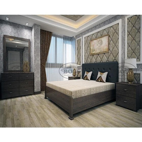 Acacia wood Double Size Bed Set with 2 Side Tables and Dressing