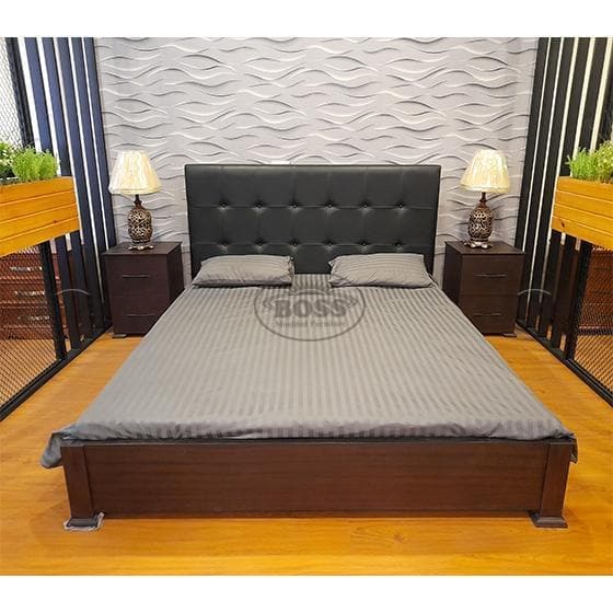 Acacia wood Double Size Bed Set with 2 Side Tables and Dressing