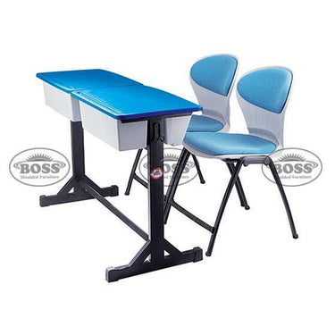 Boss B-498-B-06-C 2 Seater Study Desk with Plastic Top and 2 Chairs