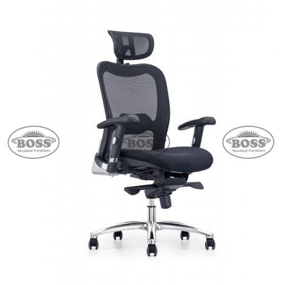 B-551 Revolving T-Shape Plastic Arm Mesh Chair With Head Rest