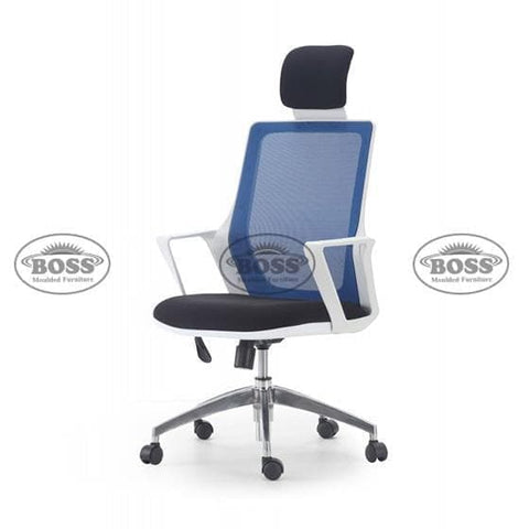 B-561 Revolving Square Plastic Arm Mesh Chair With Head Rest
