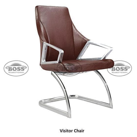 B-582-V Imported Rectangle Steel Arm Low Back Leather Visitor Chair