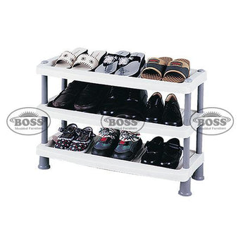 Boss B-609-O Full Plastic 3 Shelves Shoes Rack Open