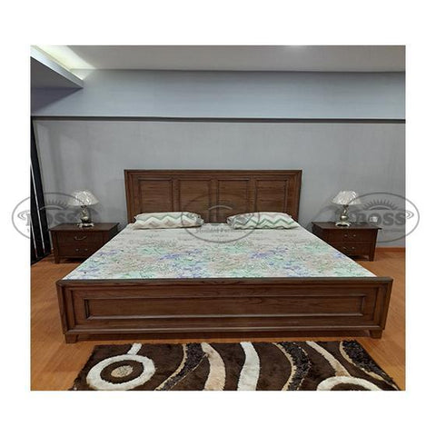 Solid Ash Wood Double Size Bed Set with 2 Side Tables and Dressing