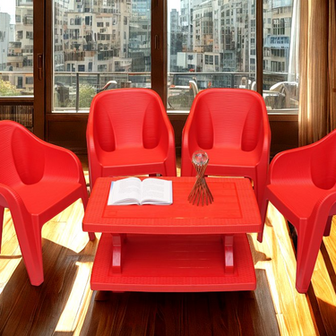 Maharaja Chair Set with BP-335 Double Shelf Rattan Table