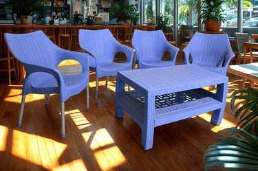 Lexus King Chair Set with BP-370 Rattan Double Shelf Table