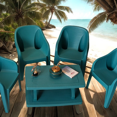 Maharaja Chair Set with BP-335 Double Shelf Rattan Table