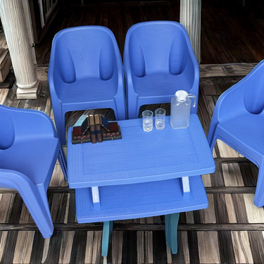 Maharaja Chair Set with BP-335 Double Shelf Rattan Table