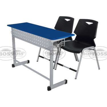 Boss B-930 2-Seater Study Table With Iron Book Shelf & Fiber Top