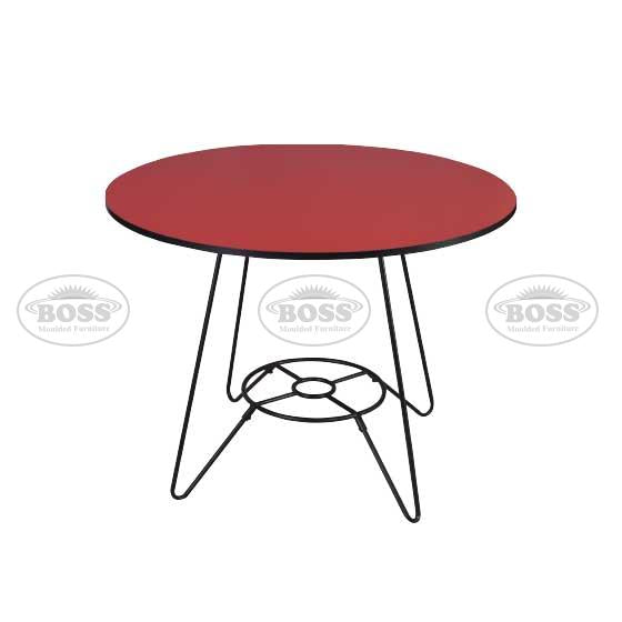 Boss B-236-W Steel Wooden Round Table 39″ With Silver Frame