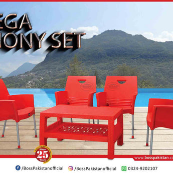 Mega Jhonny Table Set with Rattan Table